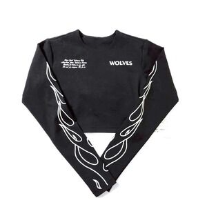 Darc Sport SHE‎ Wolves Club Flames Sleeve Crop Top Size XS SAMPLE TAG
